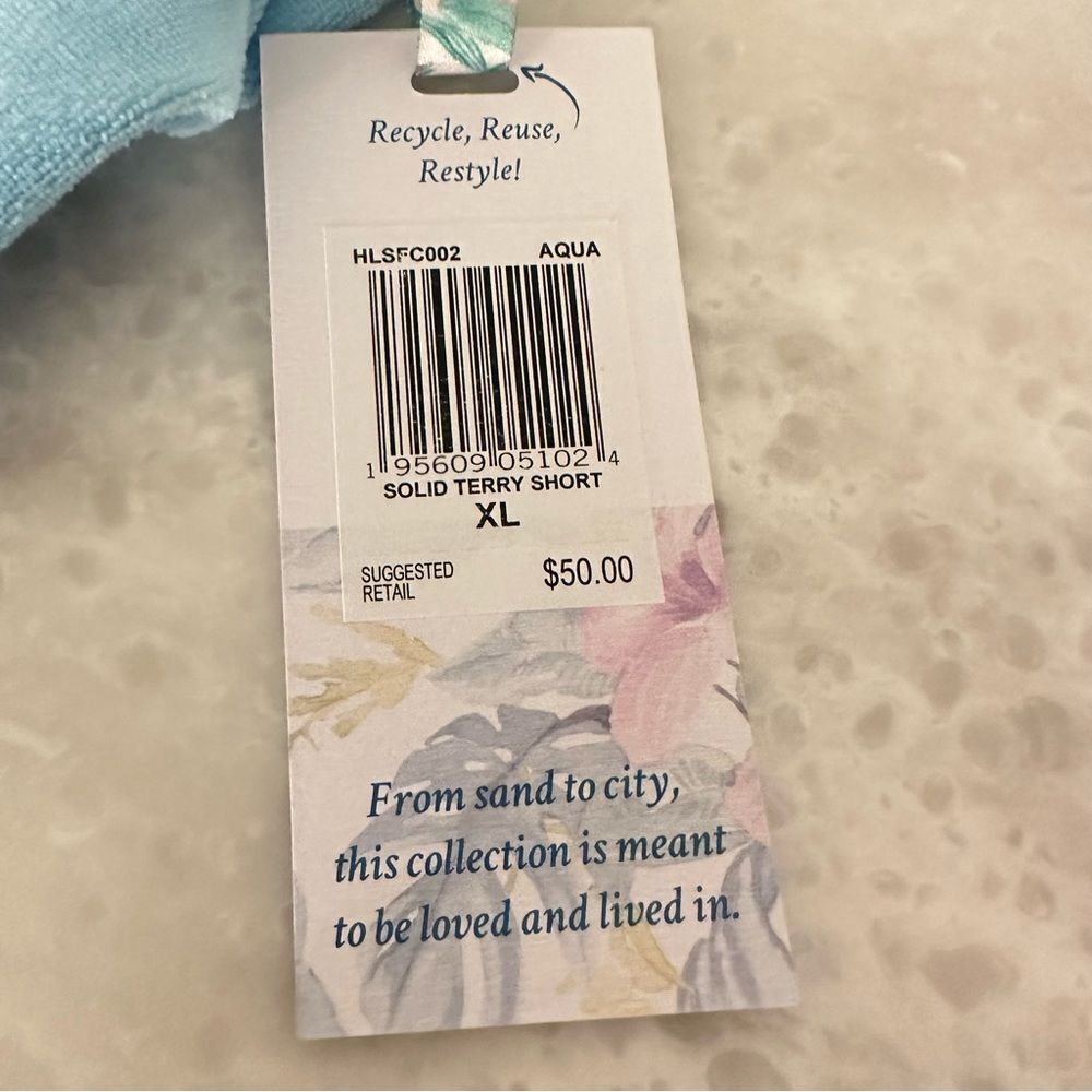 LoveShackFancy x Hurley Solid Aqua Terry Shorts - Picture 5 of 5